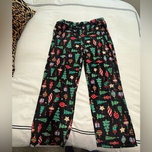Holiday Time women’s Pajama Bottoms - Festive Black and Green, Fleece, Size XL